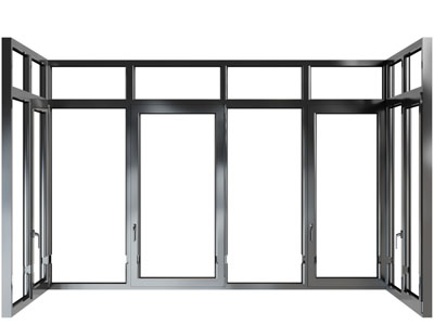 现代金属阳台窗框平开窗