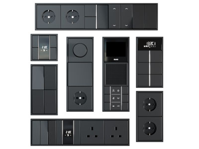 现代黑色方形开关插座3d模型 现代黑色方形开关插座