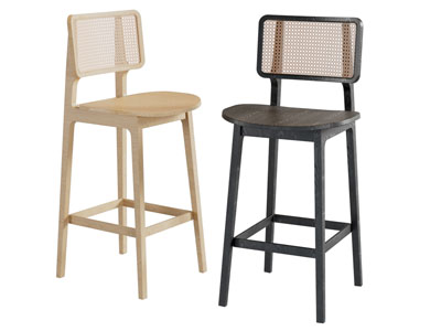 北欧实木镂空靠背的吧椅