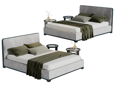 现代布艺双人床