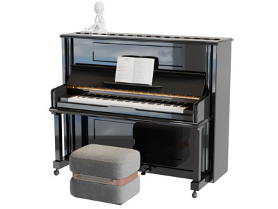 现代黑色钢琴坐凳3d模型 现代黑色钢琴坐凳