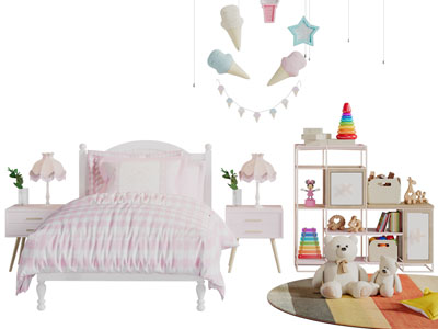 北欧公主儿童床床头柜收纳装饰柜