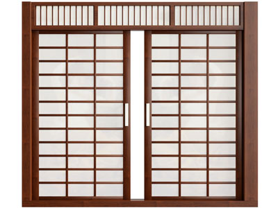 新中式实木方格推拉门