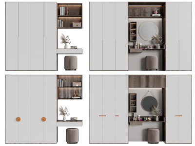 现代带梳妆台的衣柜3d模型 现代带梳妆台的衣柜