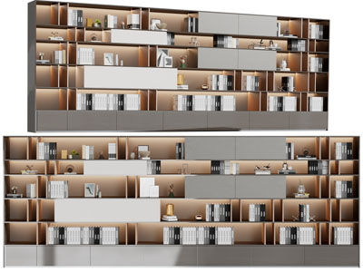 现代超长装饰书柜