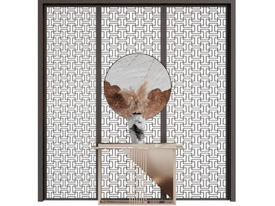 新中式隔断端景台3d模型 新中式隔断端景台
