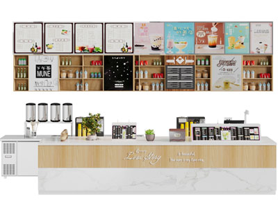 现代咖啡厅前台吧台收银台