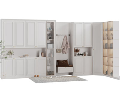 美式白色玄关装饰鞋柜