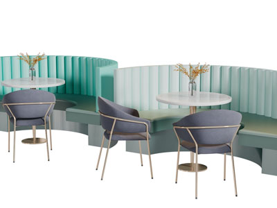 现代轻奢弧形卡座餐桌椅组合