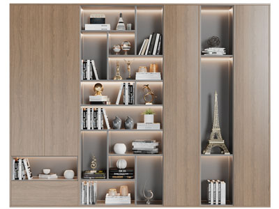 现代实木中间开放式收纳装饰柜