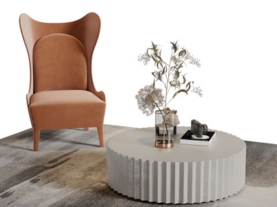 后现代单人沙发茶几