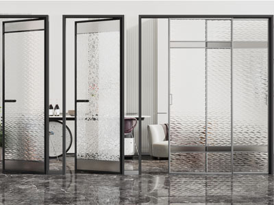 现代波纹玻璃推拉门平开门