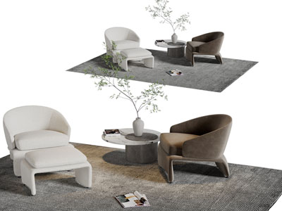 现代单人休闲沙发脚踏