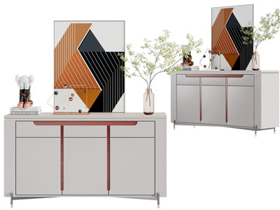 现代玄关柜边柜装饰画