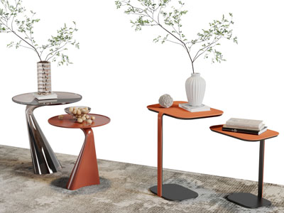 现代圆形方形茶几角几3d模型 现代圆形方形茶几角几