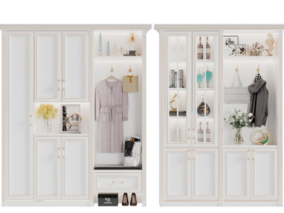 欧式白色玄关装饰鞋柜