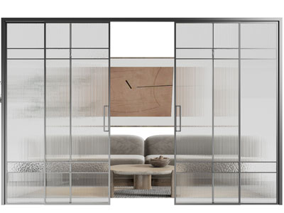 现代条纹玻璃推拉门