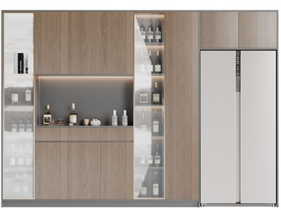 现代嵌入冰箱的酒柜