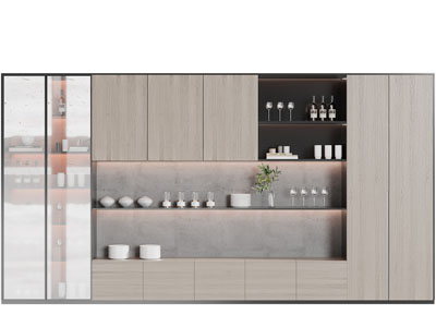 现代装饰玻璃柜门的酒柜