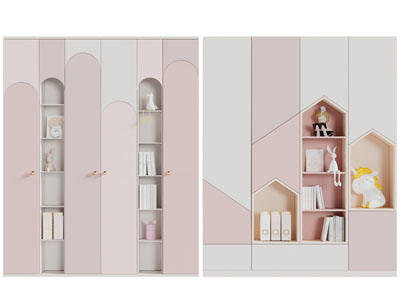 现代儿童公主房装饰收纳衣柜3d模型 现代儿童公主房装饰收纳衣柜