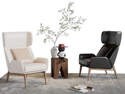 北欧休闲单人沙发茶几组合