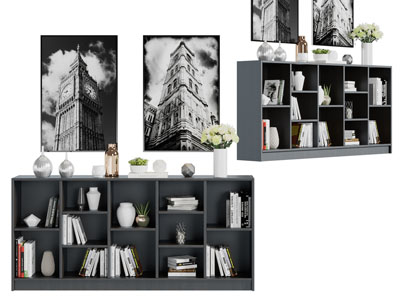 现代开放式书柜装饰画
