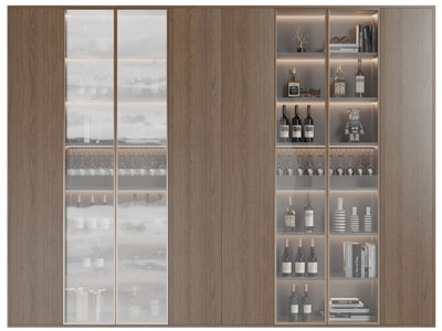 现代加宽装饰玻璃柜门的酒柜