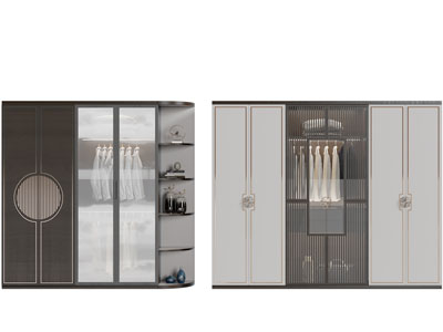 新中式带灯带的衣柜3d模型 新中式带灯带的衣柜