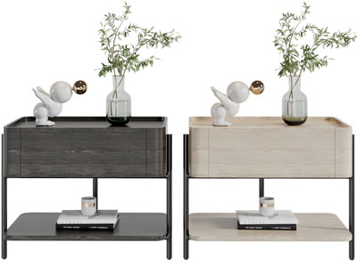 现代实木床头柜