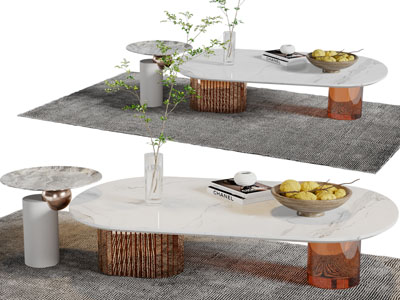 现代不规则大理石台面的茶几边几3d模型 现代不规则大理石台面的茶几边几