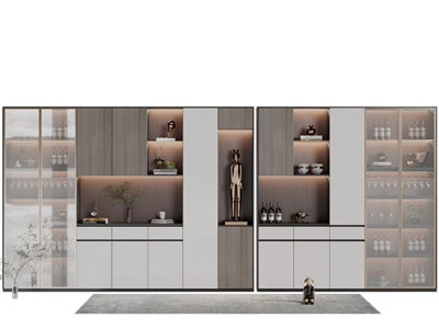 现代装饰玻璃柜门的酒柜