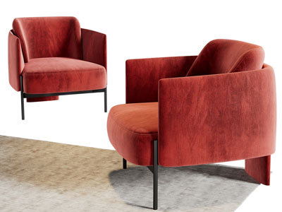 现代红色布艺休闲椅子