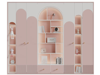 现代粉色女孩子收纳装饰柜
