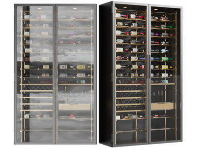 现代轻奢玻璃柜门的酒柜