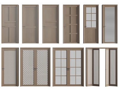 现代实木平开门折叠推拉门