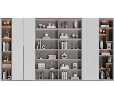 现代部分带柜门的开放式装饰柜