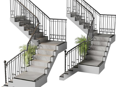 现代大理石台阶的转角楼梯3d模型 现代大理石台阶的转角楼梯