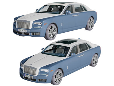 现代蓝色汽车3d模型 现代蓝色汽车