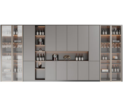 现代装饰玻璃柜门的酒柜