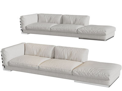 现代白色布艺多人沙发3d模型 现代白色布艺多人沙发