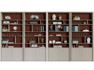 新中式上部开放式装饰书柜