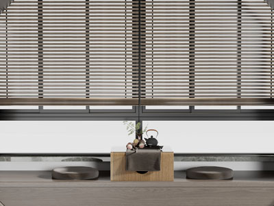 现代实木百叶窗帘3d模型 现代实木百叶窗帘