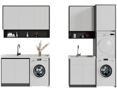 现代嵌入洗衣机收纳装饰柜