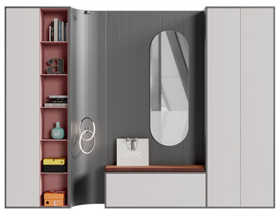 现代玄关带卡座的装饰鞋柜