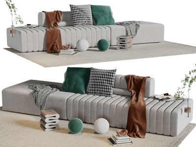 侘寂风多人沙发3d模型 侘寂风多人沙发