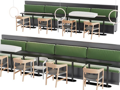 现代卡座餐桌椅组合