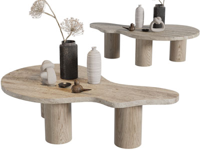 侘寂风不规则茶几3d模型 侘寂风不规则茶几