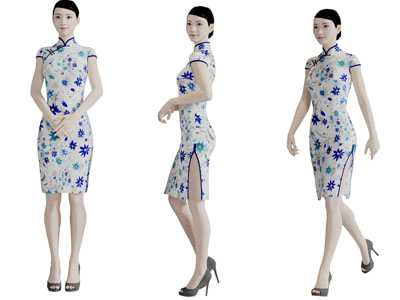 穿着旗袍的女人人物