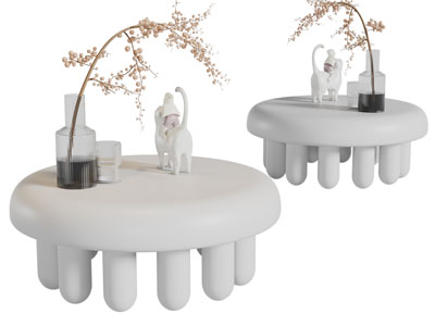 侘寂风圆形茶几3d模型 侘寂风圆形茶几