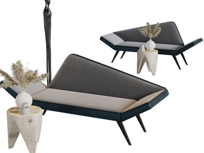 后现代贵妃椅、美人榻、边几